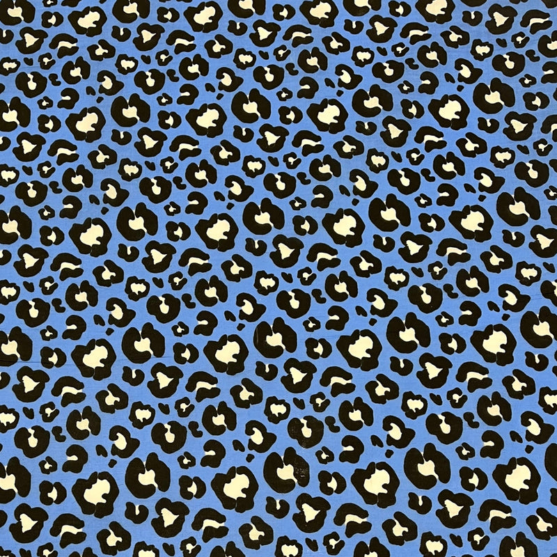 Leopard print Polycotton - Blue - The Fabric Counter