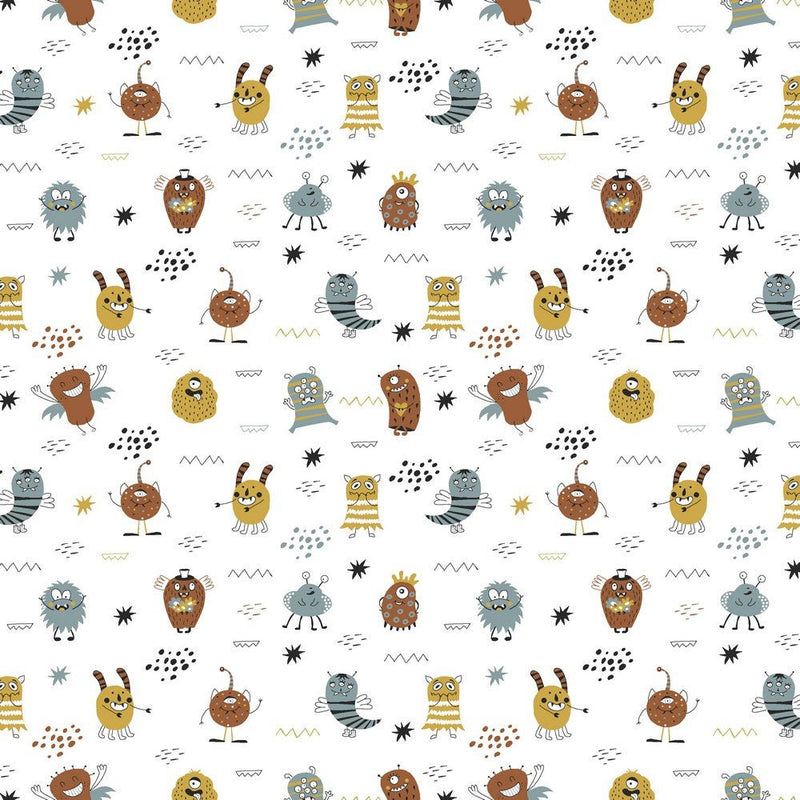Little Monsters - GOTS Organic Cotton Print - The Fabric Counter