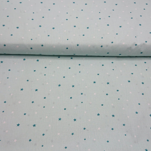 Mint Star Cotton Print - The Fabric Counter