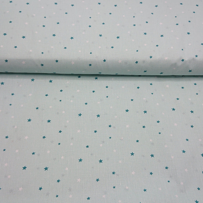 Mint Star Cotton Print - The Fabric Counter