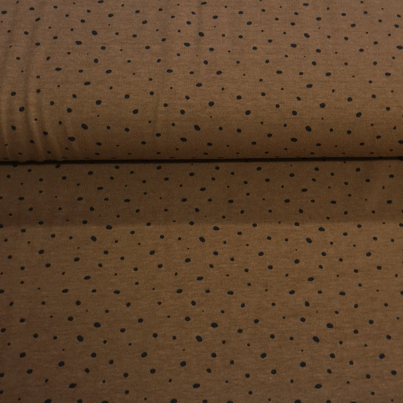 Mocha Spot - Cotton Jersey - The Fabric Counter