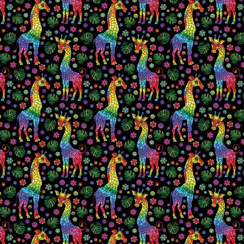 Mosaic Giraffe Digital Cotton Print - The Fabric Counter