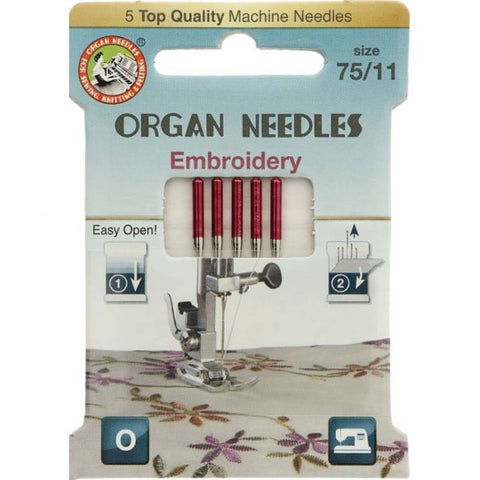 ORGAN Brother SAEMB7511 100-piece 75/11 Embroidery Needles for