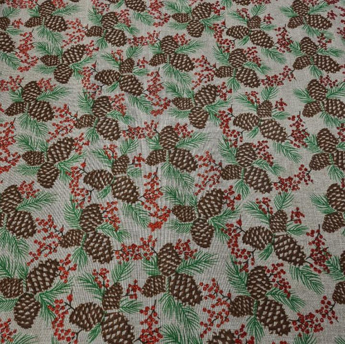 Pinecones Polyester Canvas - Christmas Collection - The Fabric Counter