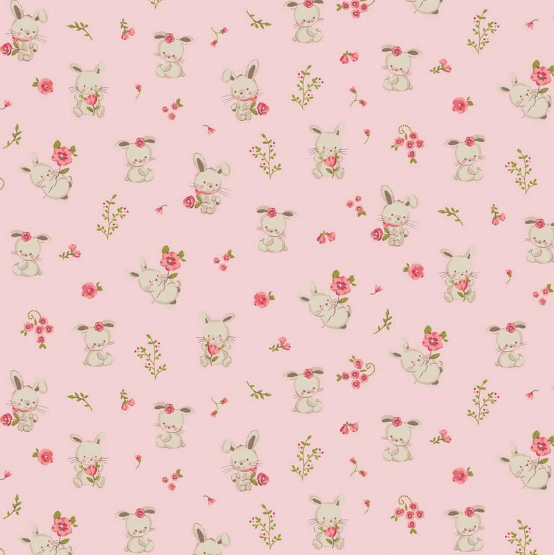 Pink Bunny - GOTS Organic Cotton - The Fabric Counter