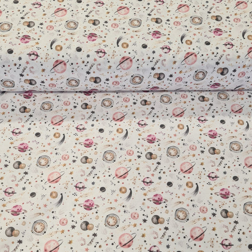 Pink Planets Digital Cotton Print - The Fabric Counter