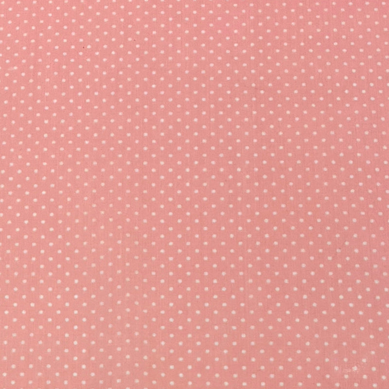 Polka Dot print Polycotton - Baby Pink - The Fabric Counter