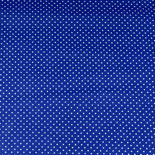 Polka Dot print Polycotton - Royal Blue - The Fabric Counter