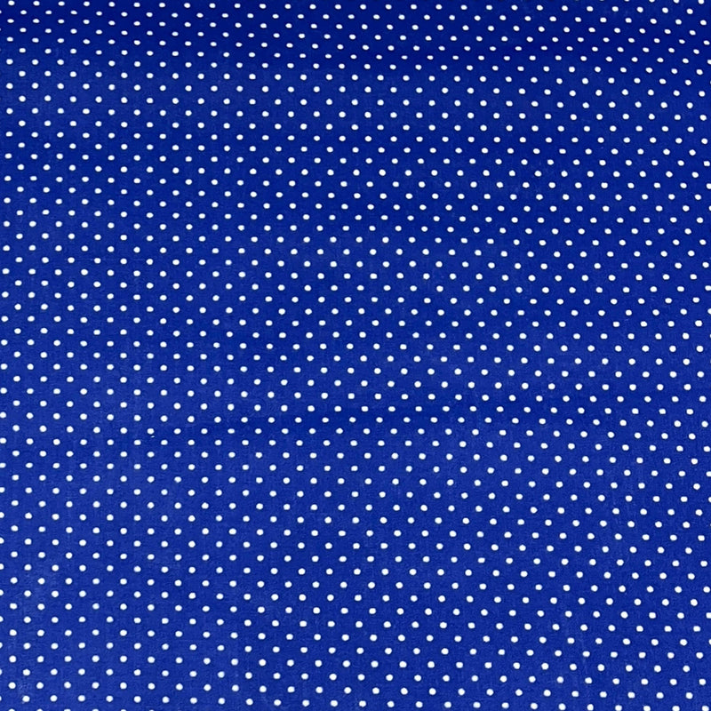 Polka Dot print Polycotton - Royal Blue - The Fabric Counter