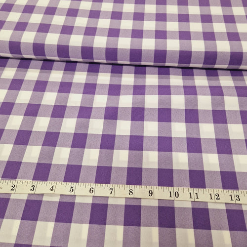 Polyester Gingham Check - Lavender - The Fabric Counter