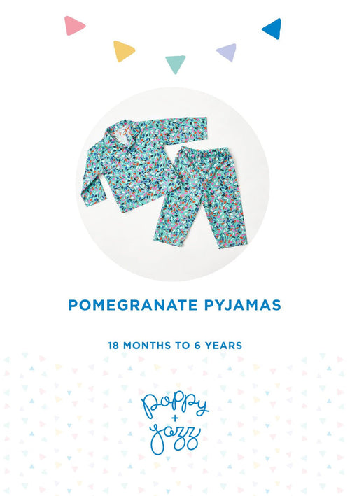Poppy & Jazz - Pomegrante Pajamas (Age 18mths - 6) - The Fabric Counter
