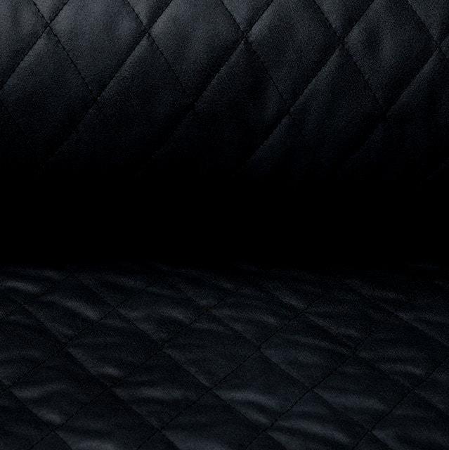 Quilted Suede - Black - The Fabric Counter