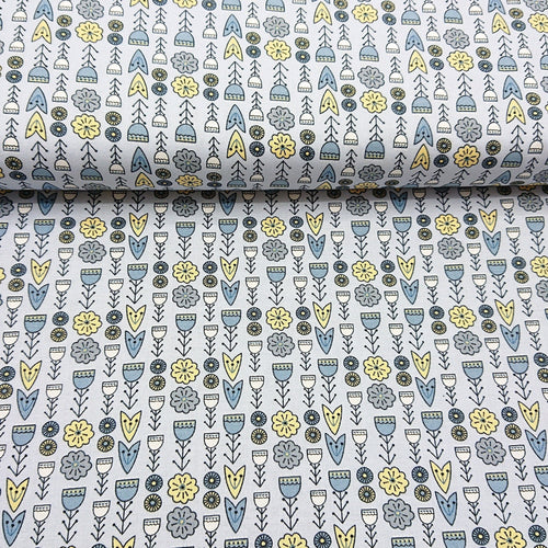 Retro Floral Cotton Print - The Fabric Counter