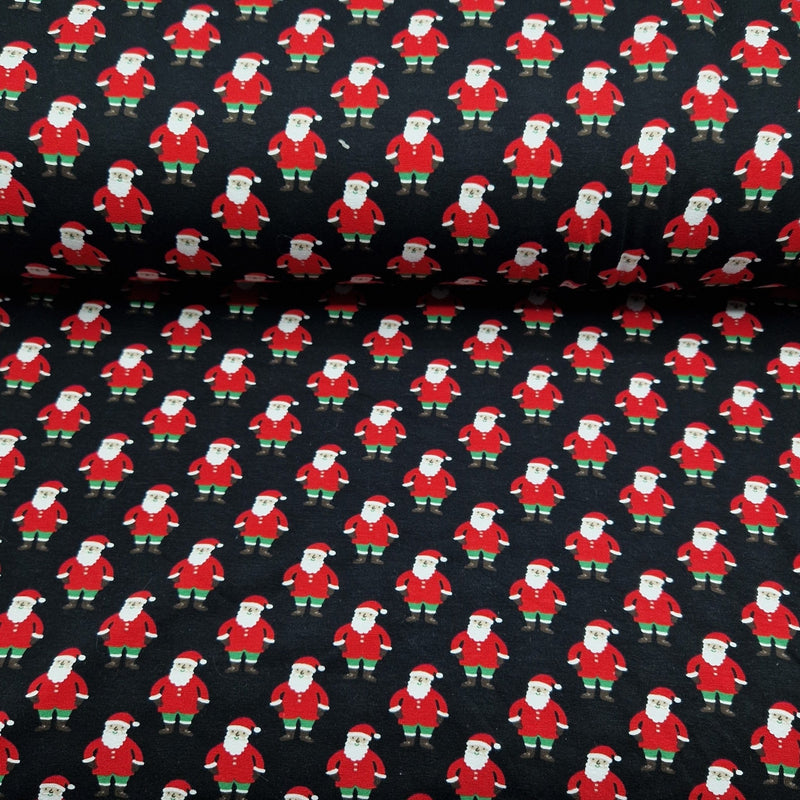 Santa Claus - Cotton Jersey - Black - The Fabric Counter