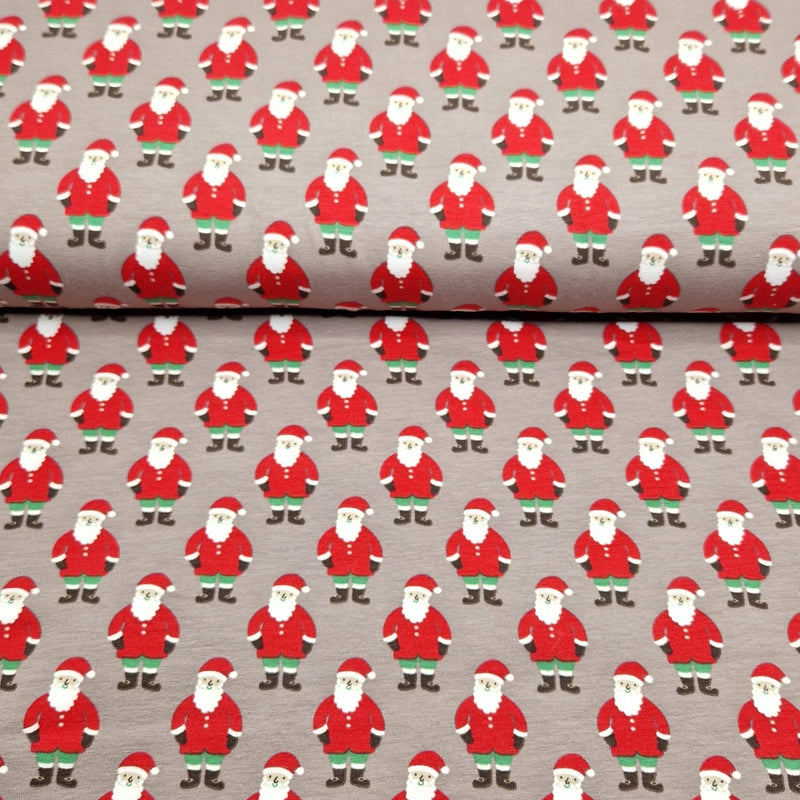 Santa Claus - Cotton Jersey - Taupe - The Fabric Counter