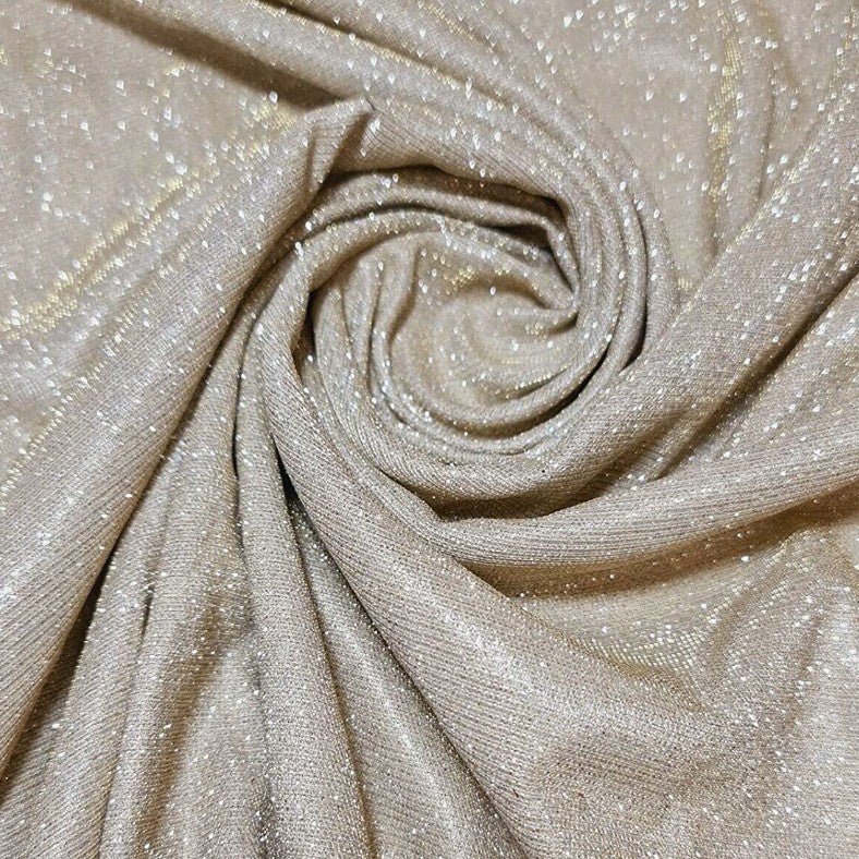 Shimmer Glitter Jersey - Champagne (Col 6 ) - The Fabric Counter