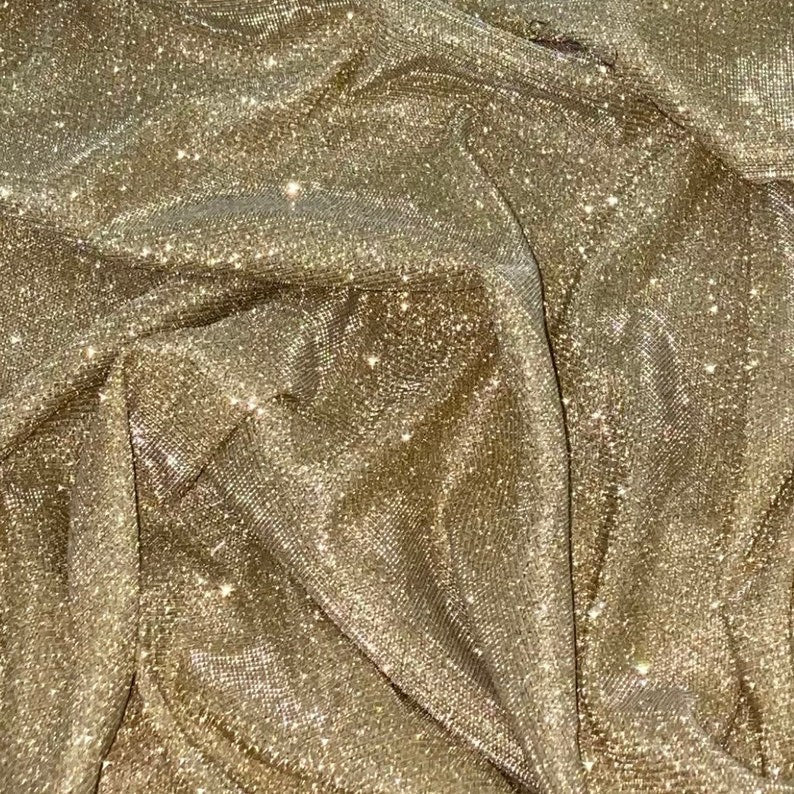 Shimmer Glitter Jersey - Gold (Col 10) - The Fabric Counter