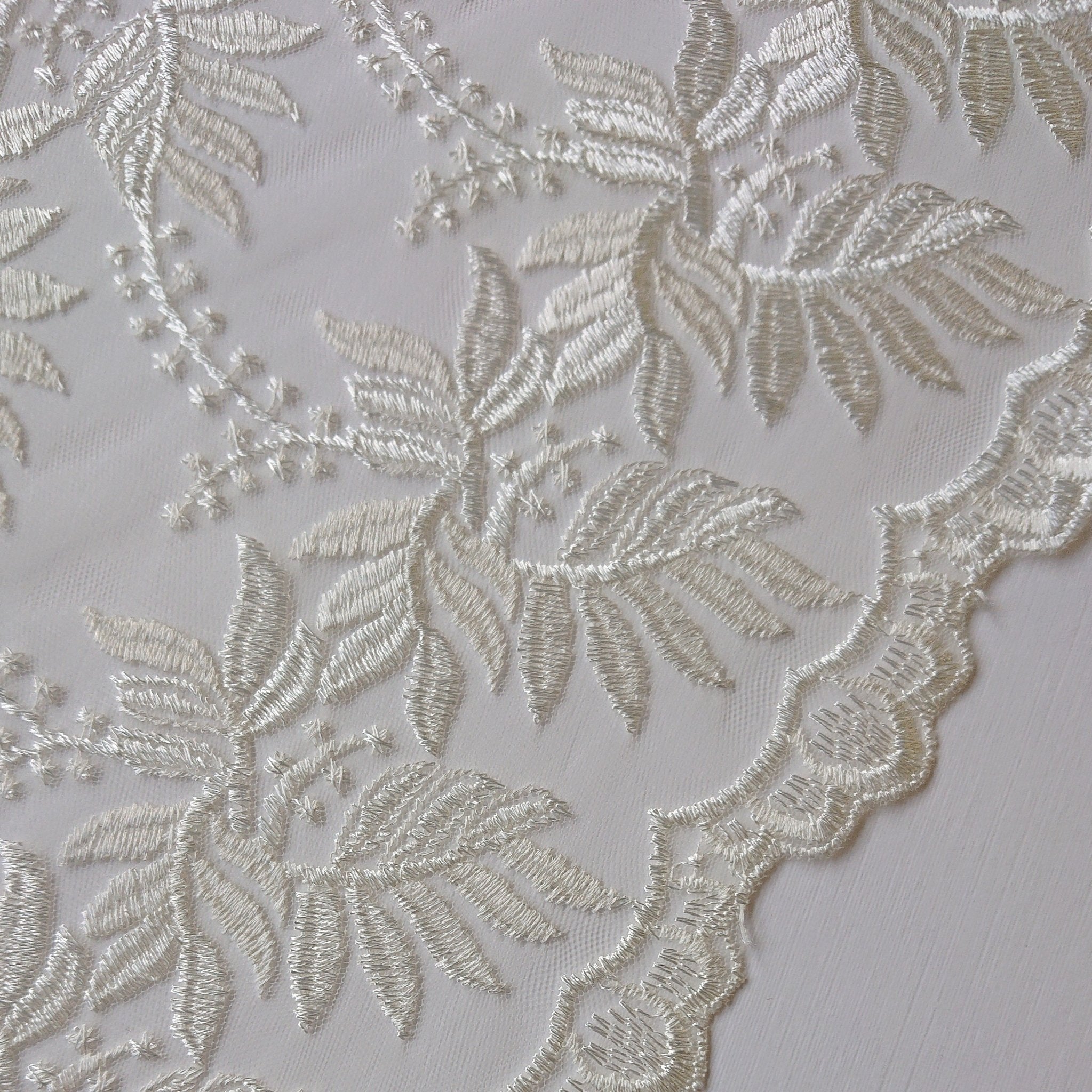 Sinead Embroidered Lace - Ivory – The Fabric Counter