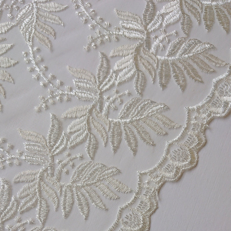 Sinead Embroidered Lace - Ivory - The Fabric Counter