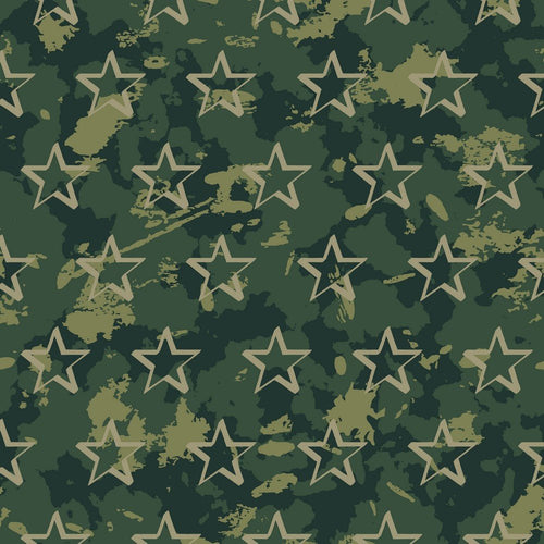 Soft Sweat Cotton Jersey - Camouflage Stars - The Fabric Counter