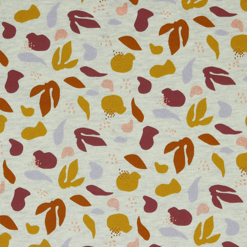 Soft Sweat Cotton Jersey - Glitter Leaves - The Fabric Counter