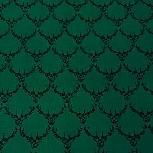 Stag Cotton Print - Green - The Fabric Counter