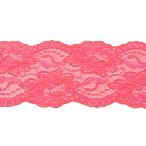 Stretch Lace Trim - Coral - The Fabric Counter