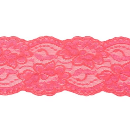 Stretch Lace Trim - Coral - The Fabric Counter