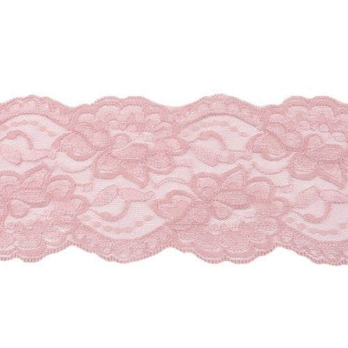 Stretch Lace Trim - Dusty Mauve - The Fabric Counter