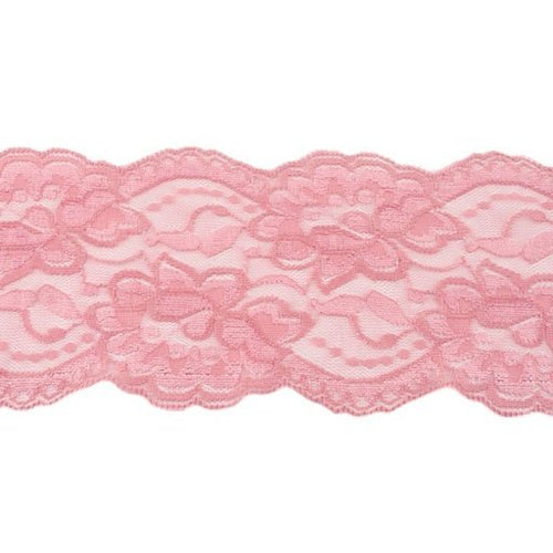 Stretch Lace Trim - Old Pink - The Fabric Counter