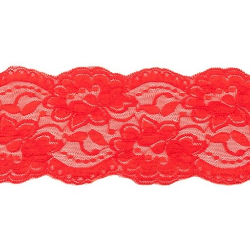 Stretch Lace Trim - Red - The Fabric Counter