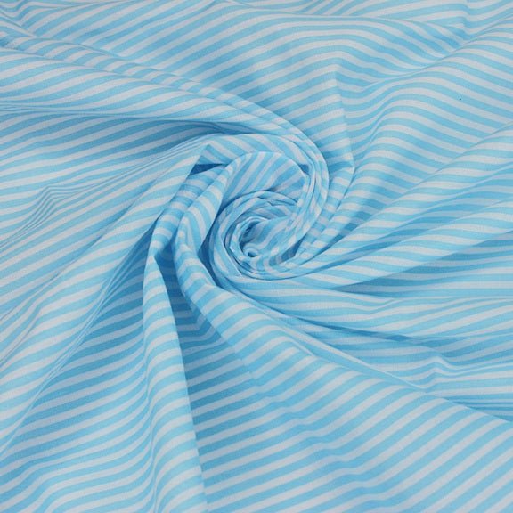 Stripe Polycotton - Blue - The Fabric Counter