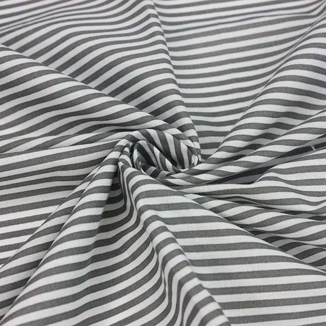 Stripe Polycotton - Grey - The Fabric Counter