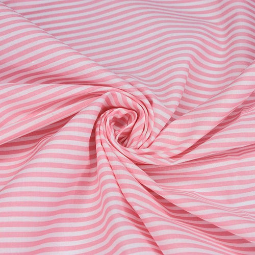 Stripe Polycotton - Pink - The Fabric Counter