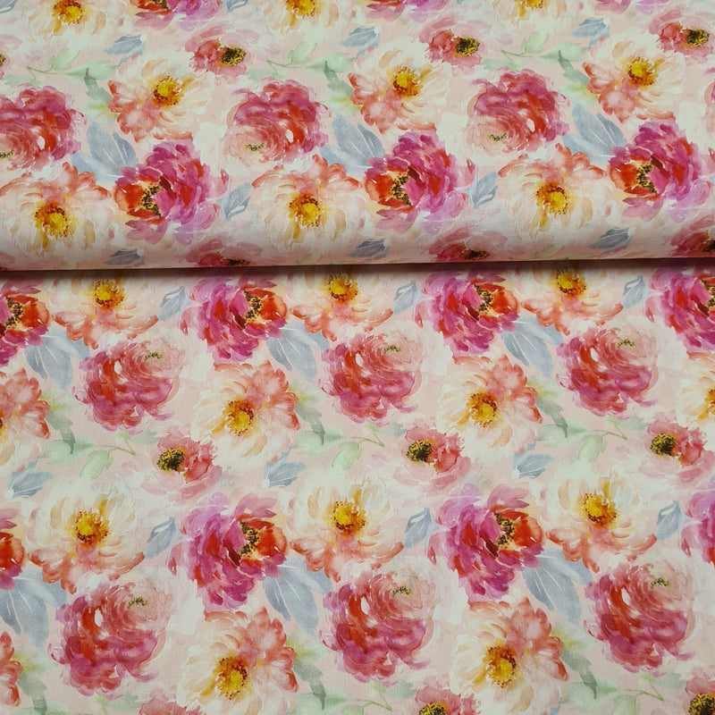 Watercolour Floral - Cotton Print - The Fabric Counter