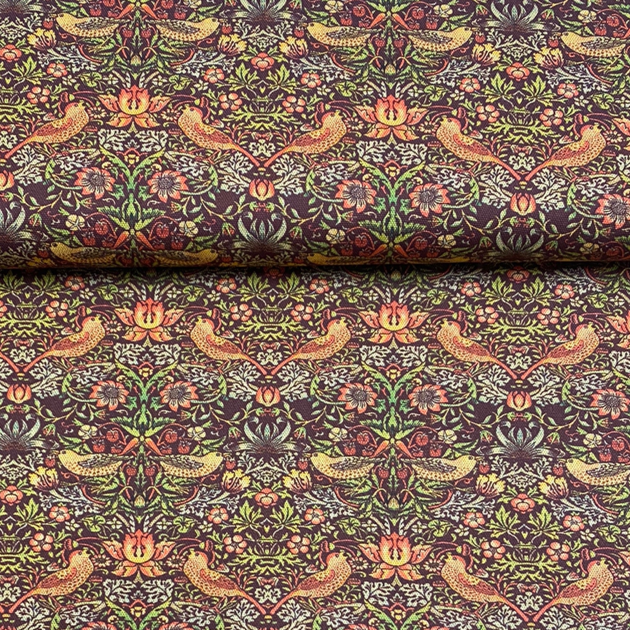 William Morris Printed Panama - Bordeaux – The Fabric Counter